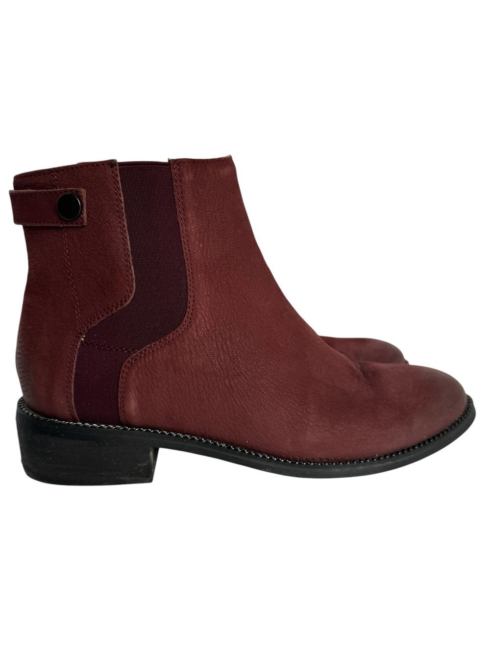 Franco Sarto Leather Ankle Booties Sz 8.5 Red Maroon Low Heel Fall Zip Boot